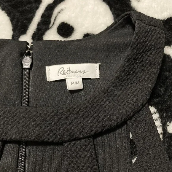 REITMAN'S Vintage black cut out design neckline fit & flare dress ~ SMALL MEDIUM - Picture 2 of 14